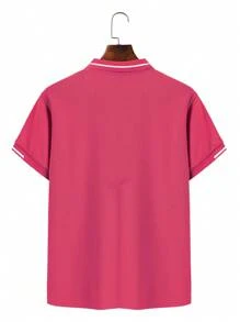 Manfinity Homme Camisa polo casual de manga corta con bloqueo de color para hombres, verano