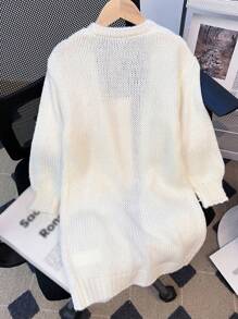 Young Girl Fall/Winter Clothes Young Girl Ditsy 3D Floral Loose Knit Cardigan Long Sweater,Autumn/Winter,Great For Casual & Daily Wear & School .Christmas Gifts