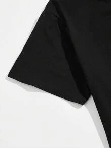 Manfinity Dauomo Men's Summer Casual Printed T-Shirt, Loose Short Sleeve Tee, Gift For Car Enthusiasts, Car-Themed T-Shirt - Black - View 4