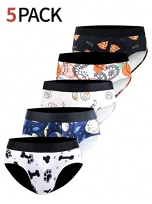 5pcs/Set Men's Fashion Print Triangle Briefs - Multicolor - View 1