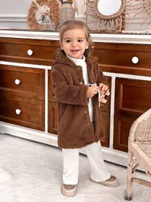 SHEIN 3 件套女婴韩式秋冬装，长袖 T 恤、裤子、毛绒夹克 - 彩色 - 查看 9