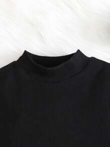 Tween Girls Hollow-Out High Neck Knitted Dress
