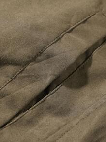 Manfinity LEGND Men's Solid Color Zip-Up Faux Suede Casual Jacket, Autumn