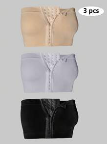 Women's Strapless Knitted Fabric Plain Casual Bra 3 Packs Built In - Multicolor - View 3