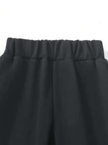 SHEIN 2 件套年轻男孩可爱休闲黄色刺绣运动衫和黑色裤子舒适服装，春季 - 薄荷綠 - 查看 7