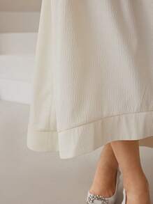 Modelyn Đầm dài thanh lịch cho nữ có tay loe và cổ, Đầm dạ hội dài mùa xuân và mùa thu - trắng - Xem 9