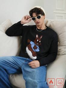 Manfinity Roghcode 男士休闲卡通图案保暖毛衣 - 彩色 - 查看 6