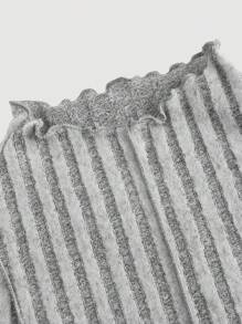 SHEIN MOD Contrast Stitching Flare Sleeve Plush Women T-Shirt, Autumn/Winter