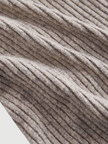 SHEIN MOD Plus Size Apricot Ribbed Simple And Versatile Bow Tie Front Design Blouse For Women