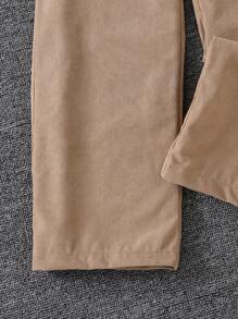SHEIN 3 Stücke/Set Tween Mädchen Top Einfarbig, Hose und karierte Jacke aus Plüsch als lässiges Outfit