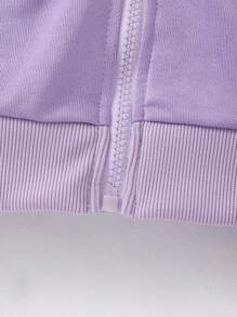 Sparklyn Tween Girl Solid Bear Print Hooded Sweatshirt - Purple - View 6