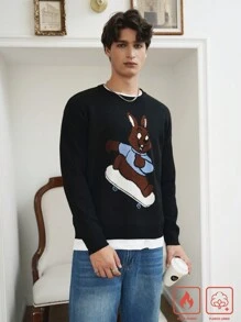 Manfinity Roghcode 男士休闲卡通图案保暖毛衣 - 彩色 - 查看 5
