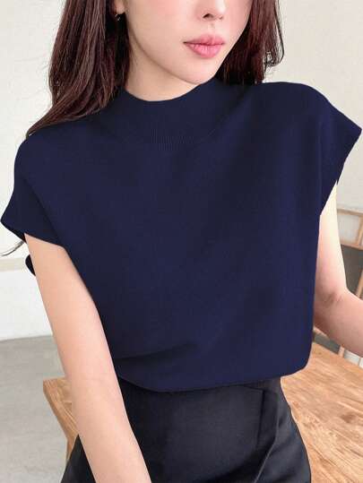 DAZY 女式春夏纯色高领蝙蝠袖针织上衣