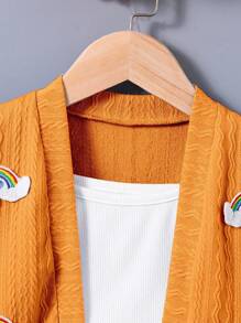 SHEIN Set da 2 pezzi di bambina stile coreano con giacca colorblock arcobaleno + gonna plissettata, torna a scuola