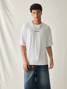 Manfinity VCAY Men's Knit Casual Loose Solid Halloween Glow-In-The-Dark Graphic Tee Shirt - White - View 3