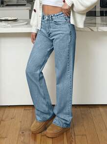 EURMUSE HIGH RISE STRAIGHT CUT LIGHT BLUE WOMEN JEAN - Baby Blue - View 6