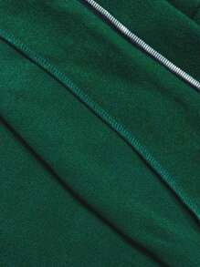 SHEIN Unity Plus Size Plain Crew Neck Long Sleeve Overcoat - Dark Green - View 7