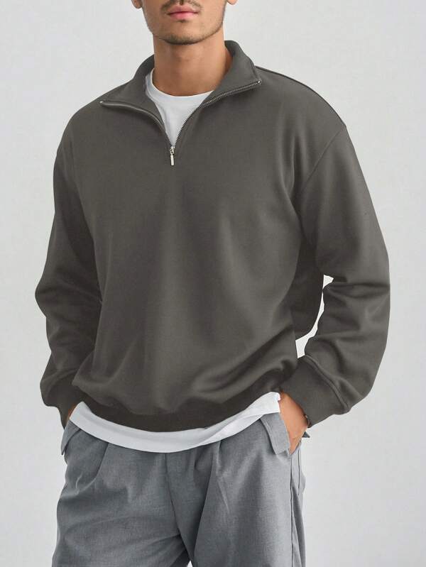 DAZY Men's Casual Solid Color Zip-Up Long Sleeve Hoodie, Autumn,Back To School Clothes