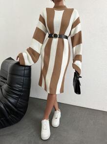 EURMUSE Women's Sweater Dress - Camel - View 5