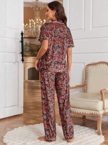 Ensemble de pyjama en velours confortable à motif multicolore - Multicolore - Voir 2