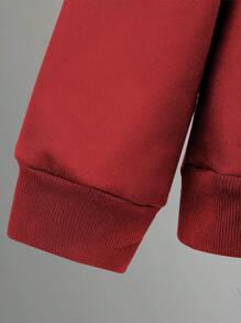 Manfinity Homme Men's Autumn Winter Letter & Eagle Print Drawstring Hoodie Sweatshirt - Multicolor - View 4