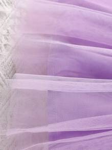 Baby Girl Spring Autumn Bowknot Decor Long Sleeve Jacket And Mesh Splice Cami Dress 2pcs/Set - Mauve Purple - View 8