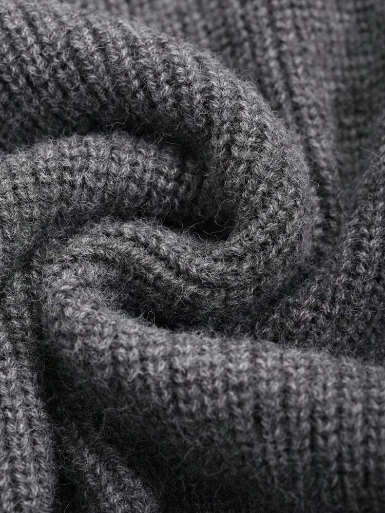 Women's Solid V-Neck Long Sleeve Straight Loose Casual Sweater Dress, Fall Winter