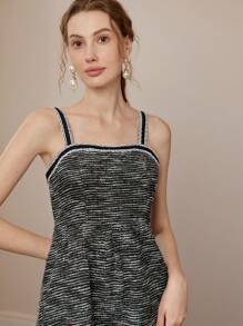 MOTF PREMIUM 混色印花 RINGER SLIP MIDI 连衣裙（无腰带） - 黑色 - 查看 8