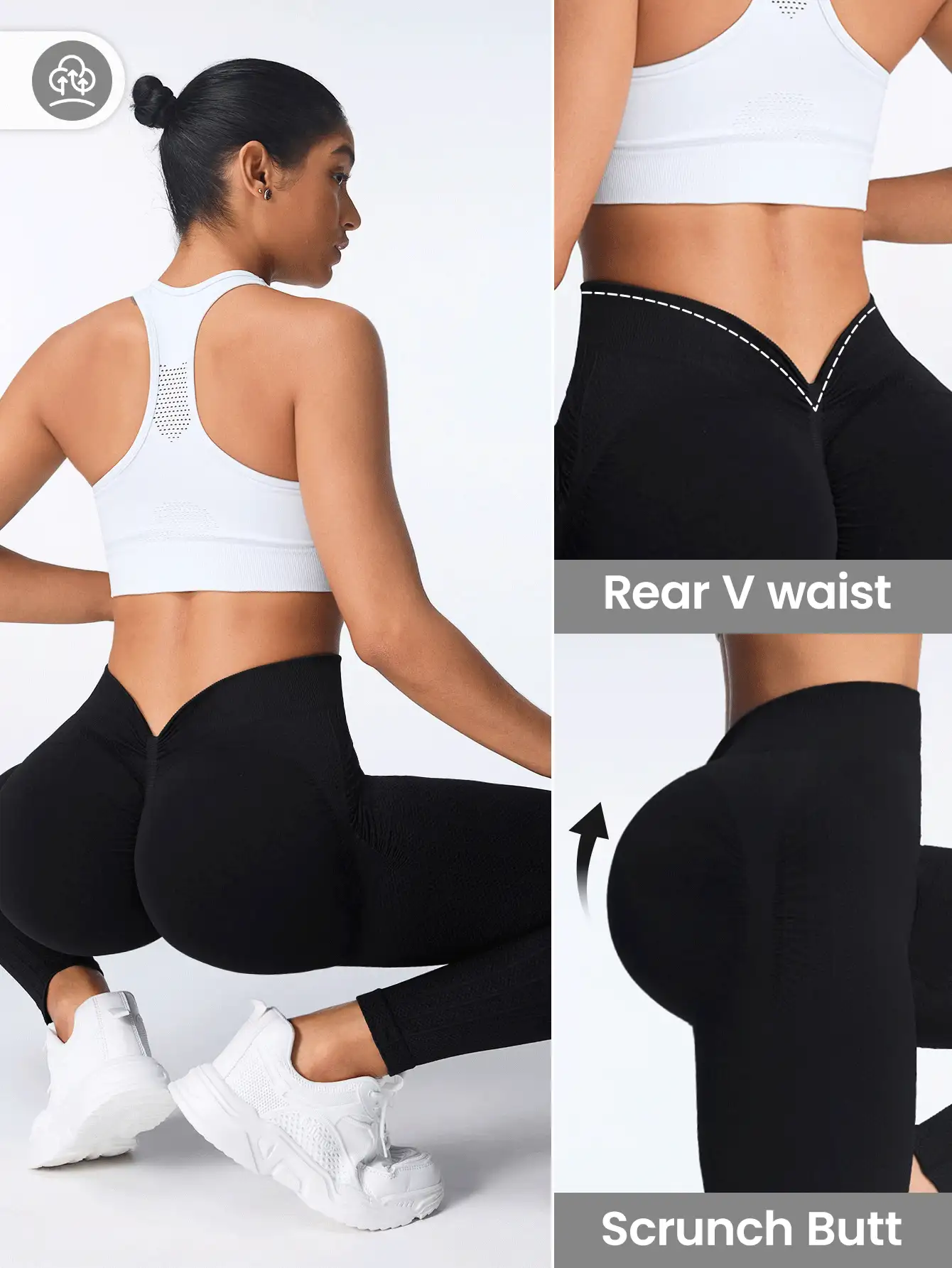 黑色无缝健身紧身裤，运动 - 黑色 - 查看 8