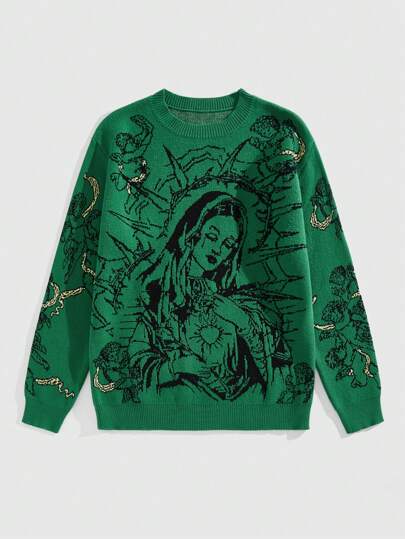 Street Life Men's Crew Neck Graphic Knit Pullover Sweater, Fall/Winter