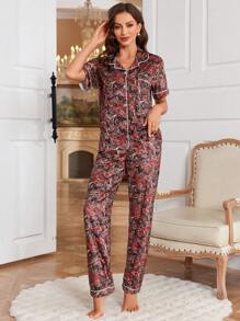 Ensemble de pyjama en velours confortable à motif multicolore - Multicolore - Voir 6