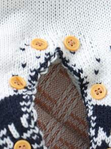 Baby Jungen gestrickter Jumpsuit mit einzigartigem gepunktetem Farbverlauf Design, gestricktem englischen Buchstabenmuster, Rundhalskragen, Langarm, offenes Schritt Design, einfach & bequem, modisch-lässig, Grundausstattung für Baby - Verschiedenfarbig - Übersicht 4