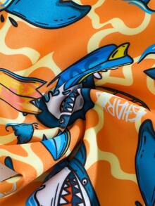 男童卡通印花泳裤 - 橘色 - 查看 3