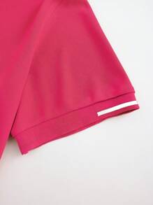 Manfinity Homme Camisa polo casual de manga corta con bloqueo de color para hombres, verano