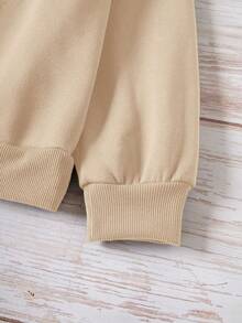 SHEIN Loose Fit Thick Sweatshirt With "Fall Vibes" & Black Cat Pattern, Suitable For Teens And Girls In Autumn And Winter - Camel - View 5