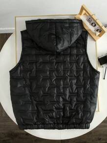 Teenage Boys' Thickened Warm Ultrasonic Print Sleeveless Padded  Vest, Winter