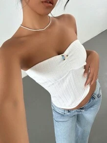 Aloruh Women's New Knit Jacquard Seamless Tube Top - White - View 6