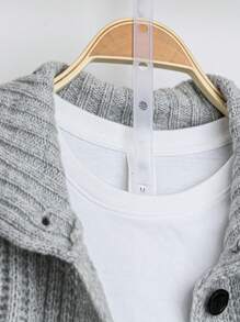 Chiquease Casual Loose Knit Turndown Collar Pocket Design Cardigan