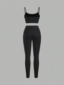 SHEIN LUNE 3pcs/Set Women's Autumn Long Sleeve Shirt, Camisole, And Skinny Leggings Outfit Red Clothes Christmas