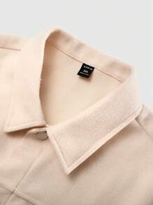 Manfinity Homme Men Plain Front Button Up Long Sleeve Pocket Casual Jacket - Apricot - View 3