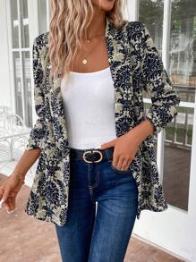 EMERY ROSE Women's Casual Allover Print Long Sleeve Blazer Jacket For Autumn - Multicolor - View 7