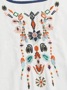 Plus Size Women Embroidery Bohemian Blouse