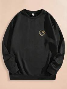 HELLO KITTY AND FRIENDS | SHEIN 男士 1 件休闲宽松针织金色卡通印花黑色套头衫 - 黑色 - 查看 2