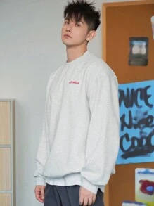 DAZY Men's Solid Color Pullover Sweatshirt, Autumn - Grey - View 3