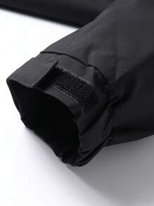 Manfinity Homme Chaqueta casual con capucha para hombre con cremallera, cordón y manga larga de unicolor