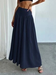Firerie تنورة نسائية على شكل A مع خصر ملتوي وجيوب أنيقة ، ملابس رمضان