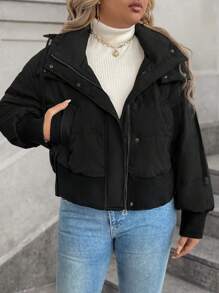 Calvaya Plus Size Fashionable Hooded Loose Casual Down& Feathers Jacket