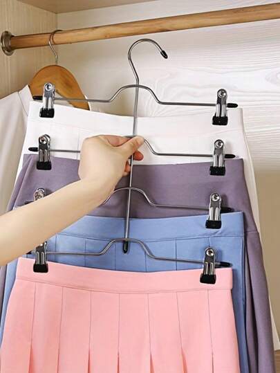1pc Foldable 4-Layered Trouser Hanger,Hangers,Pants Hangers,Space Saving Hanging Closet Organizer - 6 Tiers Skirt Hangers Swivel Hook,Hangers Space Saving With Clips,Closet Organizers And Storage -Clothes Hangers Decorations Autumn Decor Festival Decor Room Decor Home Decor Fall Decor Bedroom Decor Christmas For Holiday Gift Giving