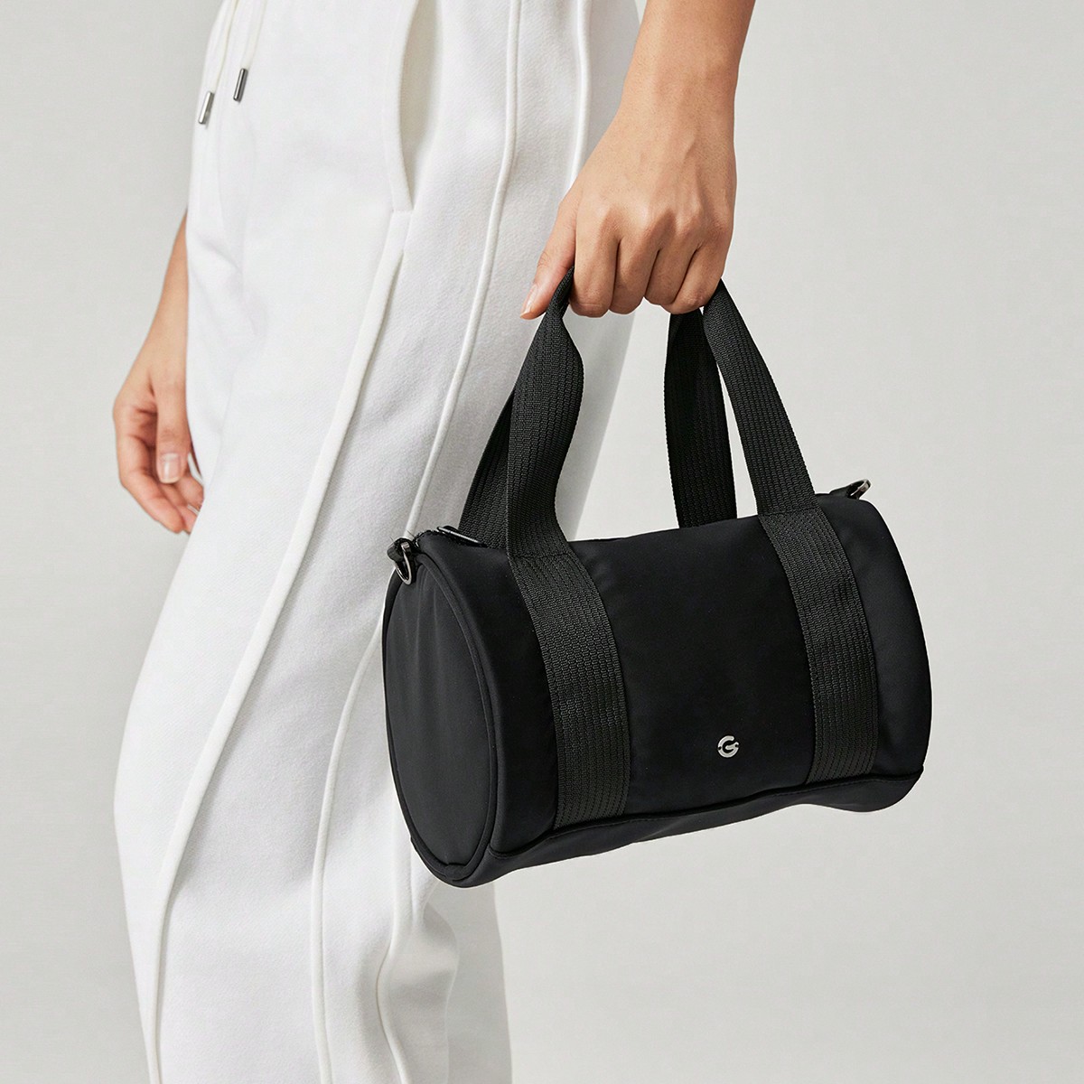 Bolso de barril con bolsillos con cremallera básicos de 5L, con correa para el hombro extraíble, casual diario