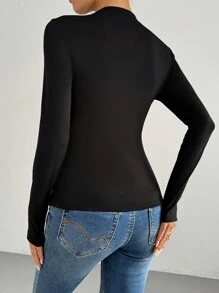 Chiquease Women's Long Sleeve Slim Fit T-Shirt With Bow Decoration, Spring & Autumn